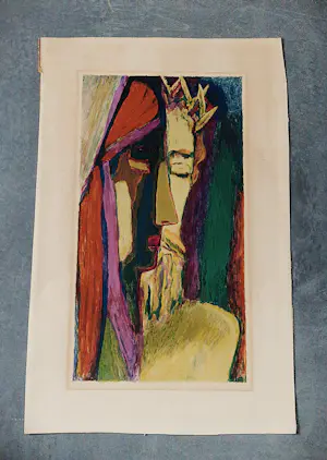 Louis Favre - Fraai kleuren- Litho - "Christus" 1951 - kleine oplage (55) - handgesignrd kopen? Bied vanaf 48!