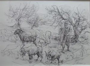 Piet Klaasse - LOT VAN 2 WERKEN / DIEREN / ZW-W OFFSET / 34x44cm / KADER kopen? Bied vanaf 1!