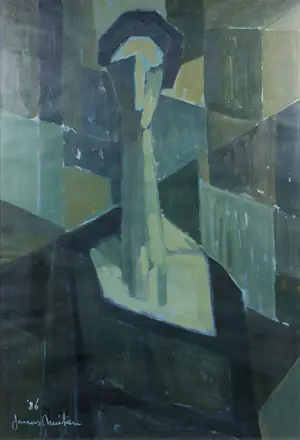 Janus Nuiten - Olieverf op papier, Zonder titel - Ingelijst kopen? Bied vanaf 100!