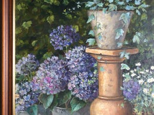 Leonie Maréchal - stilleven met hortensia's, hedera en margriet kopen? Bied vanaf 85!