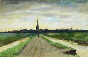 Johan van Hulsteijn - 2x Aquarel , “Landschap met vrouw” – gesigneerd – ca 1885 verkocht voor € 10!