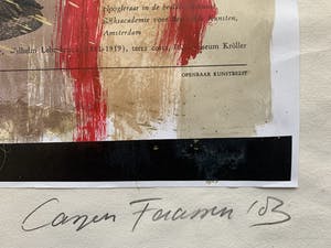 Casper Faassen - Collage met zeefdruk/acryl | 'Dame in rood' | 2003 kopen? Bied vanaf 220!