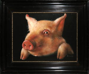 Peter Donkersloot - Gemengde techniek hardboard, Varken - Ingelijst (Groot en zwaar) kopen? Bied vanaf 500!