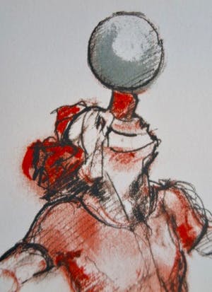 Kees Verkade - Clown met bal - Mooi ingelijst kopen? Bied vanaf 49!