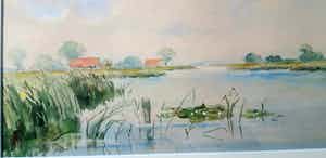 Jan Kagie (jr.) - Schipluinen,Uitzicht op water verkocht voor € 40!