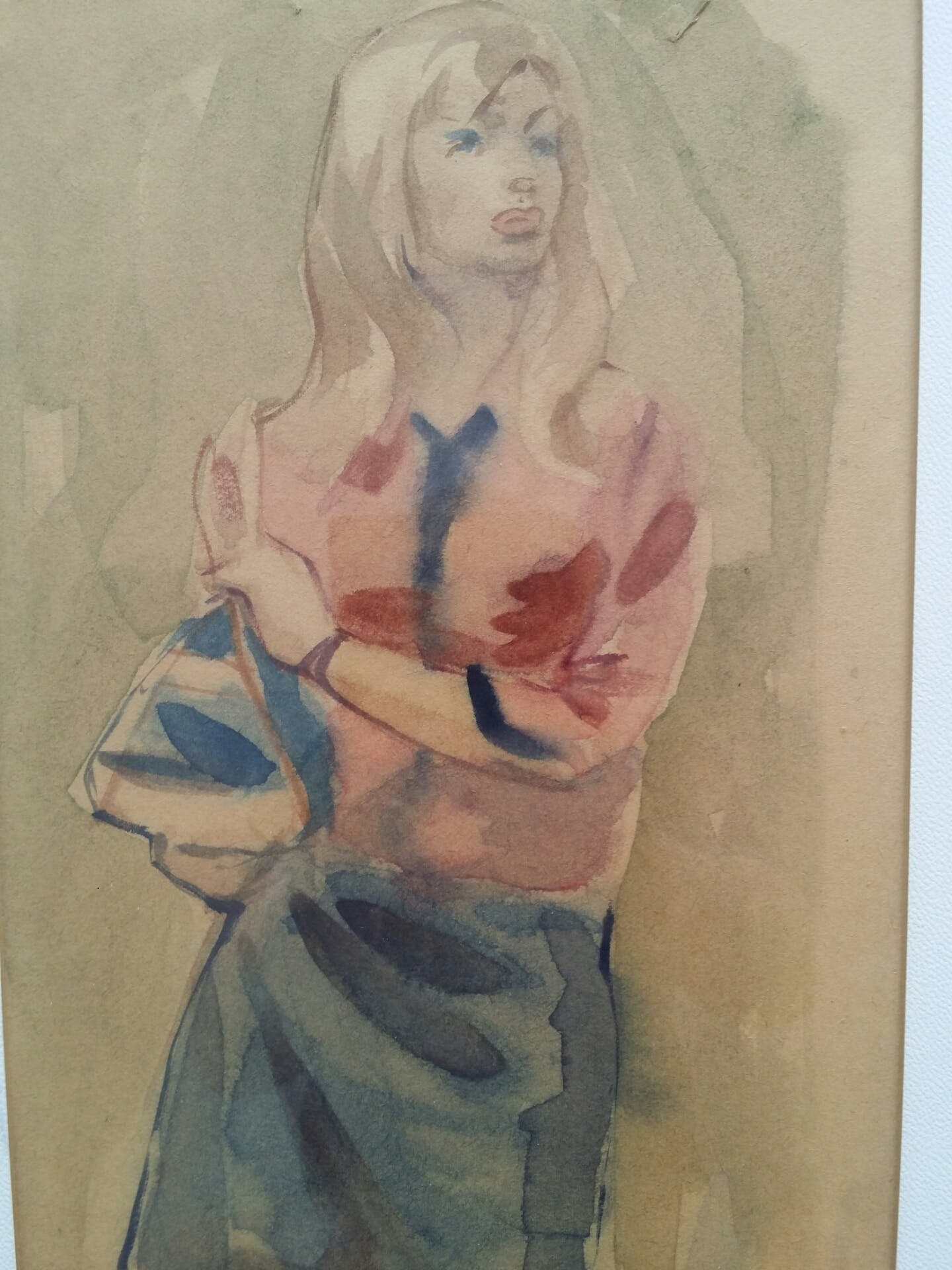 Harry Maas - Jonge dame. Aquarel. Initialen. kopen? Bied vanaf 95!