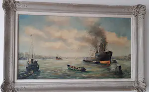 Han Meijdam - Gezicht op de haven van Rotterdam kopen? Bied vanaf 150!