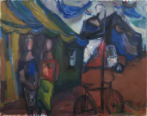 Willem Ernst van Boven - Olieverf op doek, Kermisterrein - Ingelijst kopen? Bied vanaf 1!