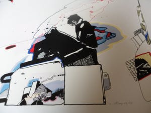 Huibert van Dorp - Zeefdruk, ZT kopen? Bied vanaf 25!