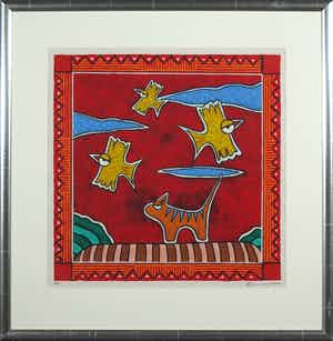 Michiel Molenaar - Zeefdruk, Zonder titel - Ingelijst verkocht voor € 50!