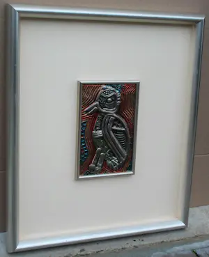 Corneille - Gepolychromeerde reliëf, in zilver: Staande vogel kopen? Bied vanaf 339!