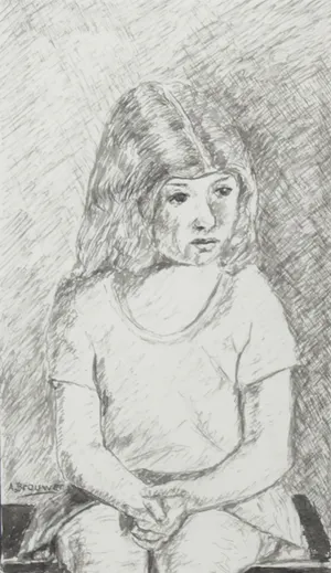 A. Brouwer - Pentekening, Zittend meisje kopen? Bied vanaf 1!
