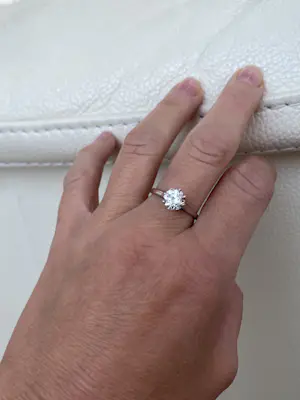 14 kt witgouden art deco solitair 1.14 crt verlovsring kopen? Bied vanaf 2000!