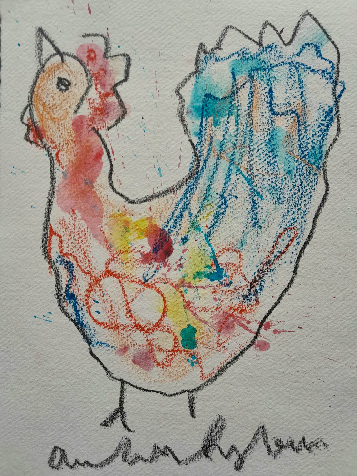 Anton Heyboer - "Kip" - Krijt en gouache op Hahnemühle papier - 30 x 22 cm. kopen? Bied vanaf 175!