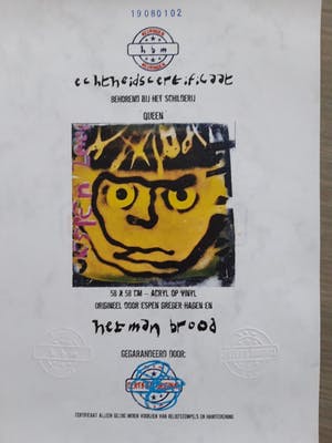 Herman Brood - combi schilderij gesigneerd en ingelijst + HB-M certificaat kopen? Bied vanaf 1100!