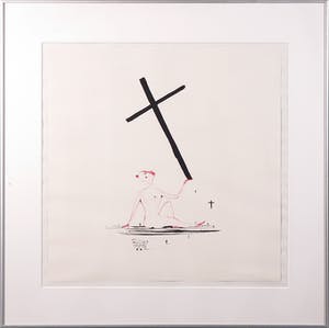 Henk Visch - Zeefdruk, De rode wolk - Ingelijst kopen? Bied vanaf 50!