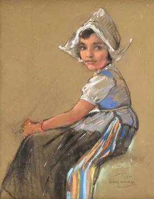 Charles Bisschops - Pastel - Portret van Janine kopen? Bied vanaf 275!