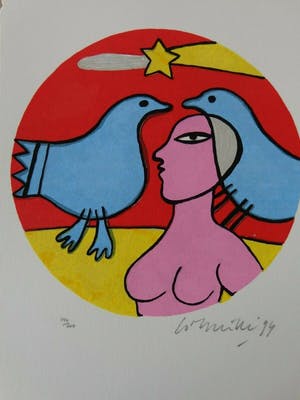 Corneille - TYPISCHE FIGURATIE / KLEURLITHO / 30x21cm / SIG / 1994 kopen? Bied vanaf 65!