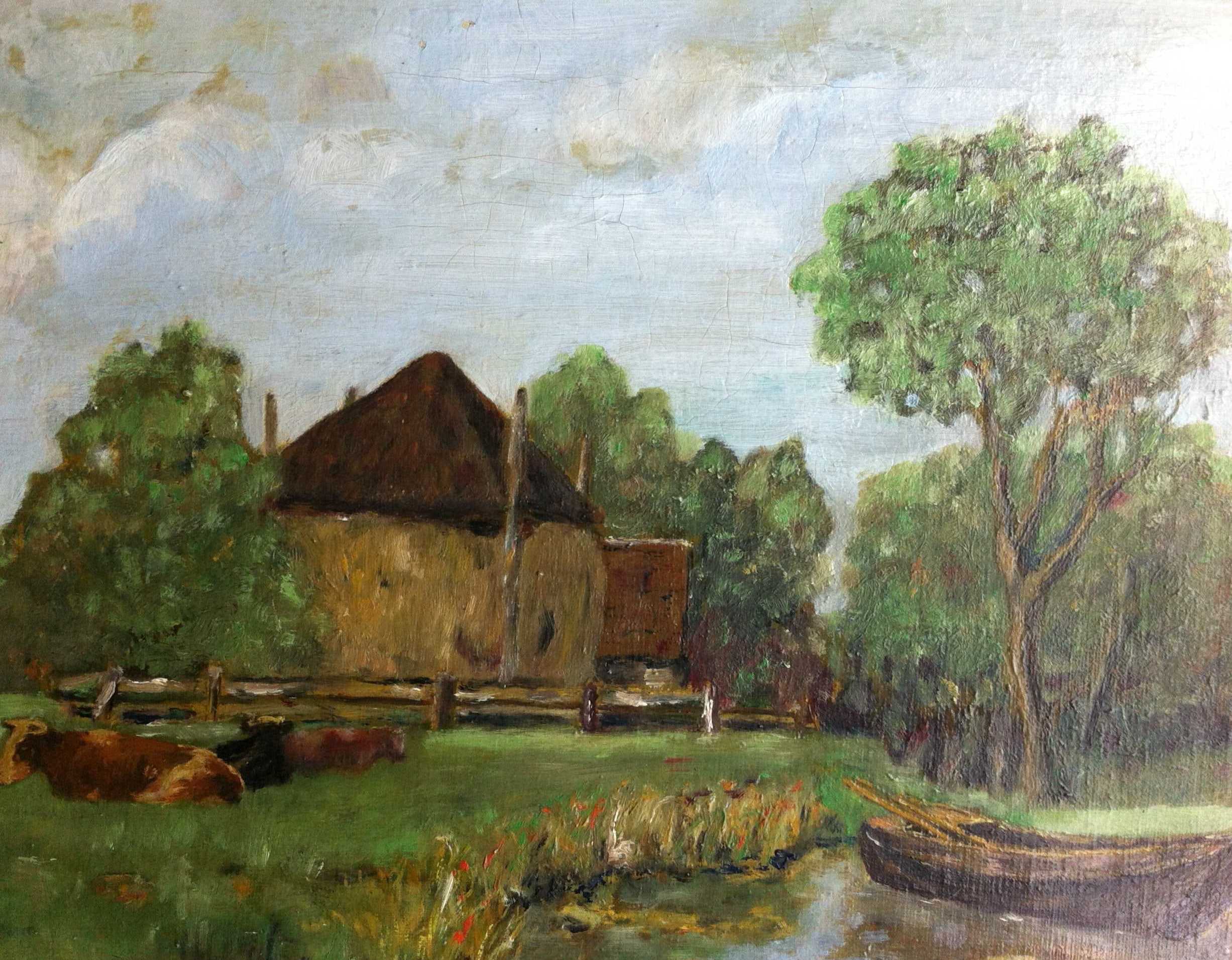 Niet of onleesbaar gesigneerd - Rustende koeien in landschap kopen? Bied vanaf 1!