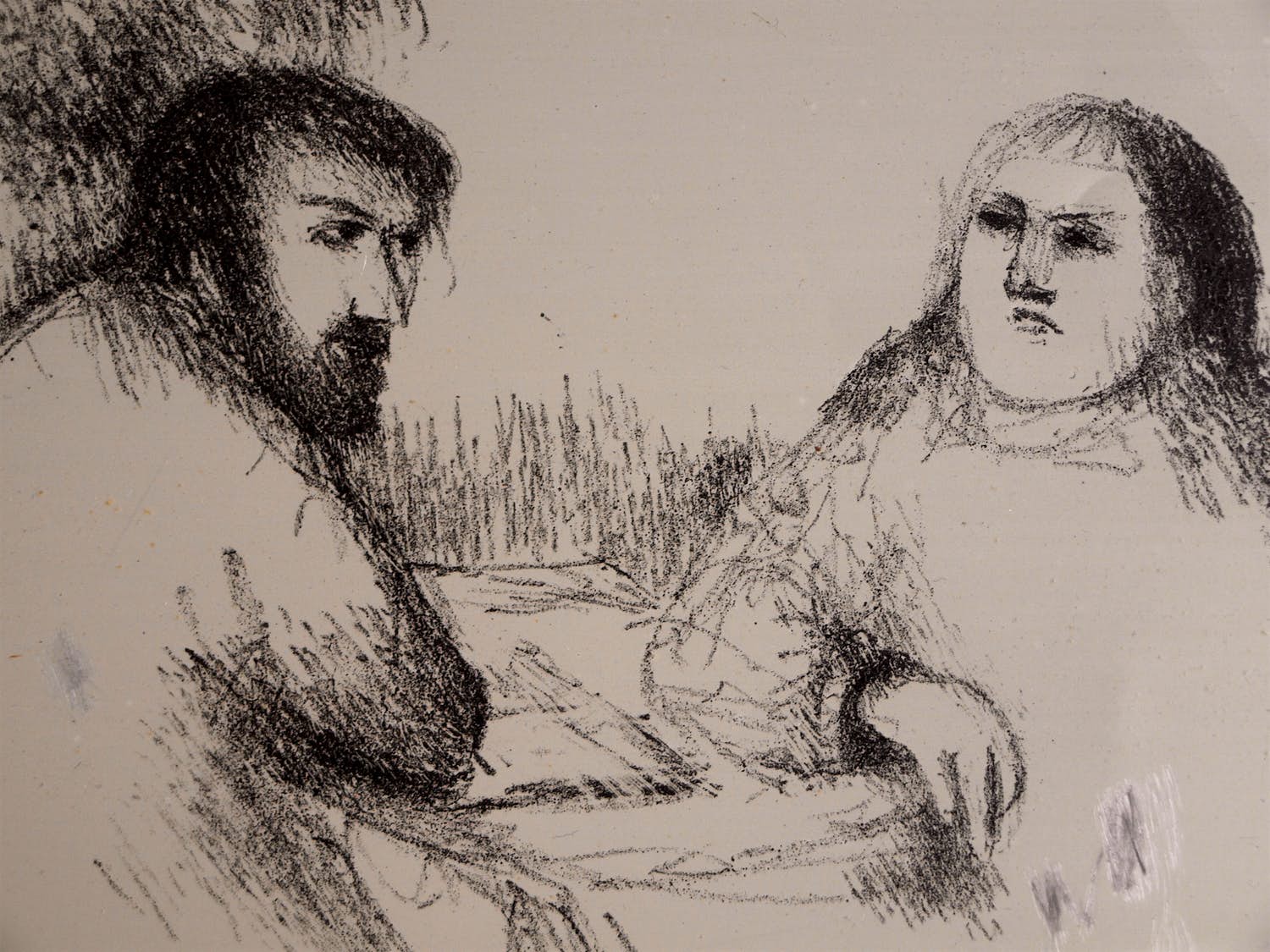 Metten Koornstra - Originele drukplaat , “Man en vrouw aan tafel” – ca 1965 verkocht voor € 1!