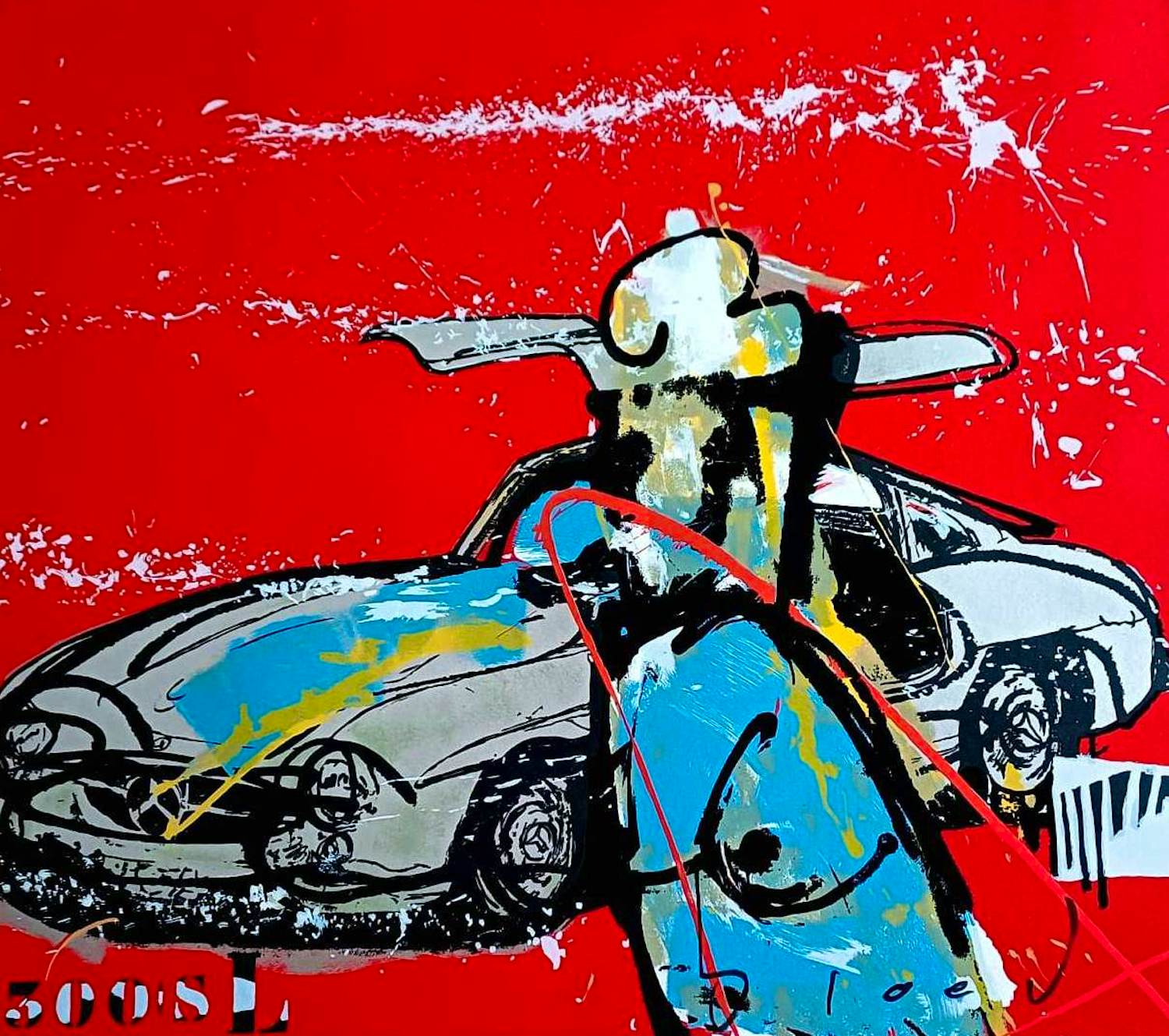 Herman Brood - grote zeefdruk: Mercedes 300 SL kopen? Bied vanaf 799!