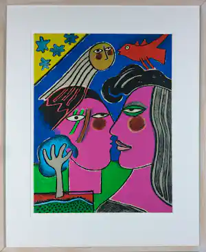 Corneille - Litho, Sous Le Ciel Étoilé - Ingelijst verkauft für € 214!