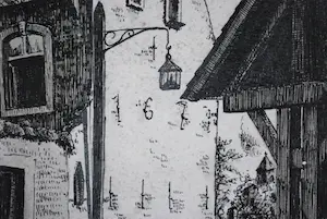 Pierre Daems - Begijnhof St.Truiden (Werelderfgoed) - verso een karikatuur! kopen? Bied vanaf 50!