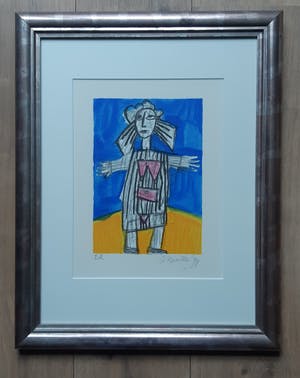Corneille - " Petit Femme Epouvantail " - Perfect ingelijste zeefdruk van Corneille kopen? Bied vanaf 165!