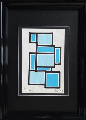 Siep van den Berg - Collage in blauw op papier kopen? Bied vanaf 100!