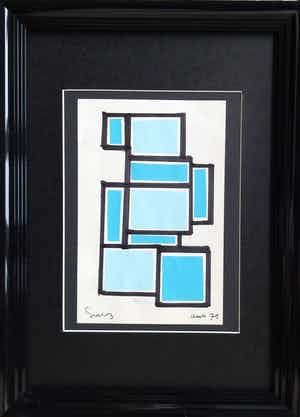 Siep van den Berg - Collage in blauw op papier verkocht voor € 100!