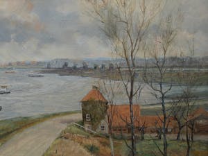 Wim van den Anker - Olieverf op doek , De Waal bij Leeuwen – GROOT - 1986 kopen? Bied vanaf 100!