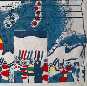 Jef Diederen - Zeldzame Lino-houtsnede op japans papier (groot formaat) - 1975 kopen? Bied vanaf 45!