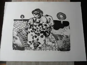 Henri de Haas - Litho, Vrouw met hond V. kopen? Bied vanaf 30!