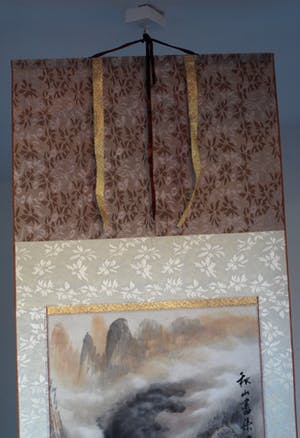 Niet of onleesbaar gesigneerd - Japanse scroll, “Waterval” - Aquarelverf + inkt + porselein - vroeg 20e Eeuw kopen? Bied vanaf 1!