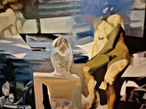 Calin Beloescu - Roemeens magisch Realist - GROOT olieverf "Mediterana" - gesigneerd kopen? Bied vanaf 1!