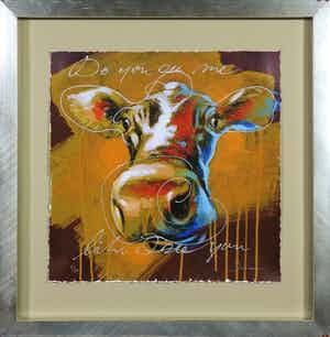 Hans Jochum Bakker - Zeefdruk, Do you see me like I see you - Ingelijst verkocht voor € 35!