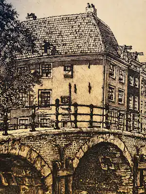 Cornelis Brandenburg - in 1917 gemaakte Ets "Prinsengracht-Amstel" - potloodgesigneerd verkauft für € 46!