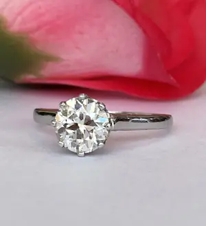 14 kt witgouden art deco solitair 1.14 crt verlovsring kopen? Bied vanaf 2000!