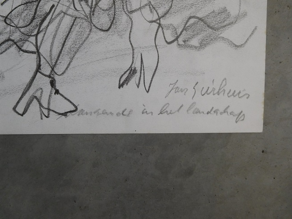 Jan Sierhuis - Dansende in Landschap, Potloodtekening, ingelijst Jan Sierhuis, Dansende in Lan kopen? Bied vanaf 140!