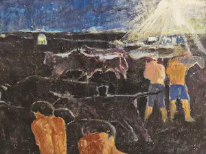 Jan Groenestein - Groot expressionistisch olieverf - "verblindend licht / nachtlandschap" 1960 kopen? Bied vanaf 126!