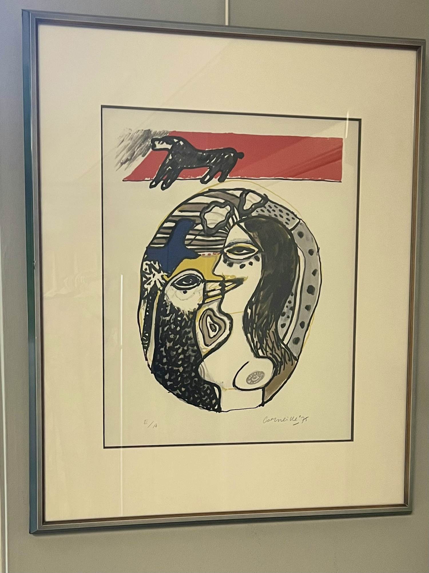 Corneille - Ingelijste zeefdruk: Dialoog met de vogel, 1975 verkocht voor € 300!