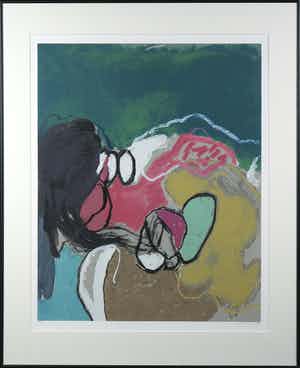 Henk van Vessem - Zeefdruk, Zonder titel - Ingelijst verkocht voor € 40!