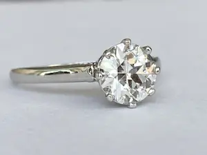 14 kt witgouden art deco solitair 1.14 crt verlovsring kopen? Bied vanaf 2000!