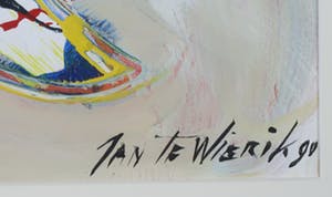 Jan te Wierik - Acryl op papier, Z.T. Rood fantasiefiguur kopen? Bied vanaf 550!