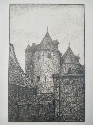 Niet of onleesbaar gesigneerd - 10 x ets/litho/tekening div. kunstenaars Stadsgezicht oa Minderman kopen? Bied vanaf 1!
