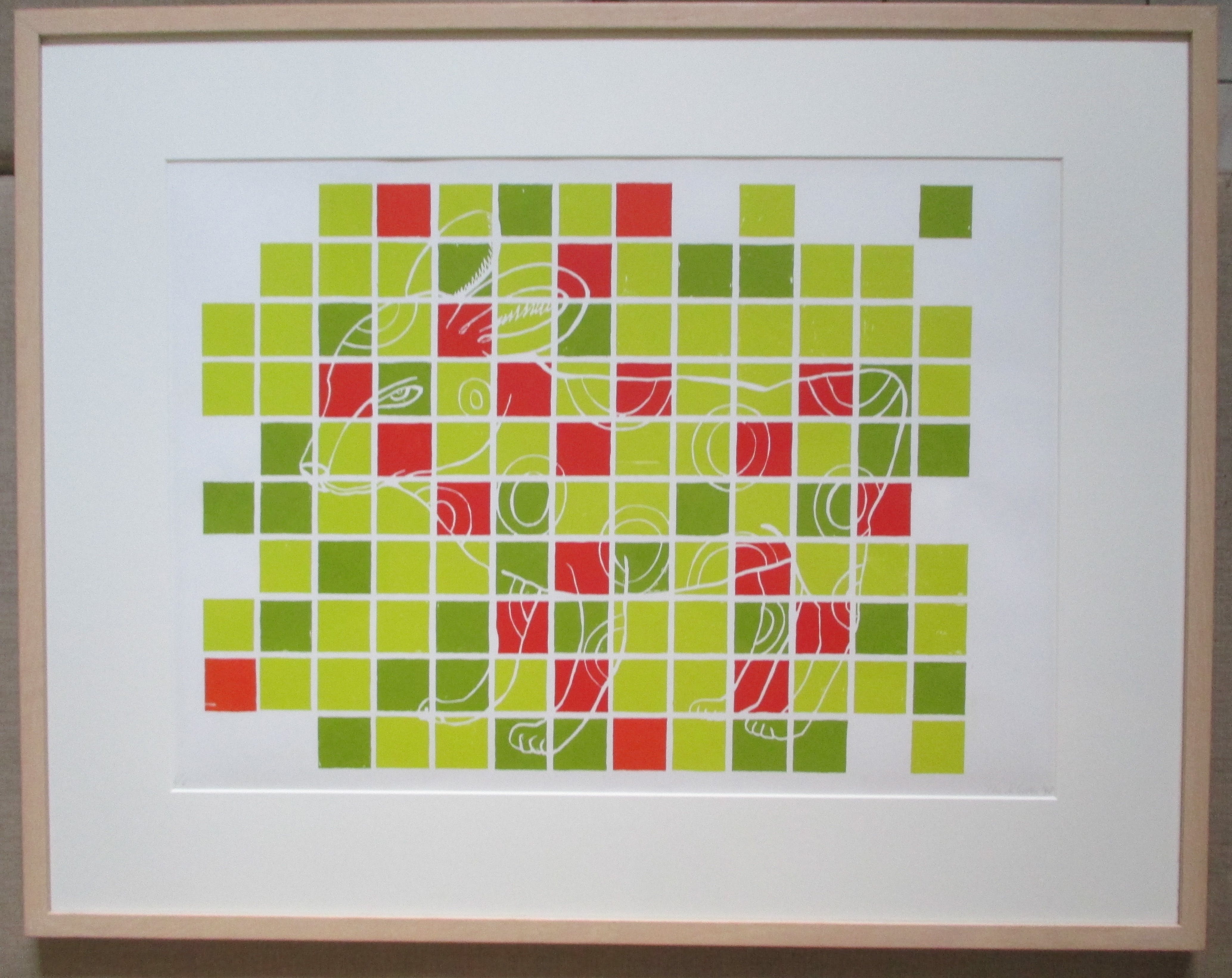 Yke Schotten - Ingelijste zeefdruk 'Geblokte Brigade II'-kleine oplage- Barth lijst  verkocht voor € 55!