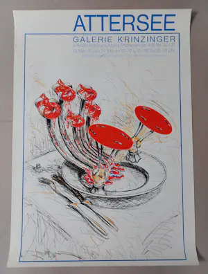 Buy Christian Ludwig Attersee - Original Ausstellungsplakat Tellerlampe Galerie Krinzinger Innsbruck 1974? Bid from 60!