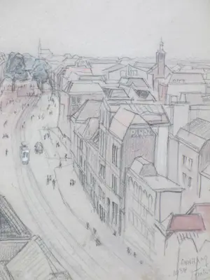 James William Frater - Stadsgezicht Den Haag - Tekening kopen? Bied vanaf 55!