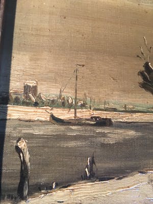 Niet of onleesbaar gesigneerd - Rivier in de winter met gezicht op Zierikzee kopen? Bied vanaf 10!