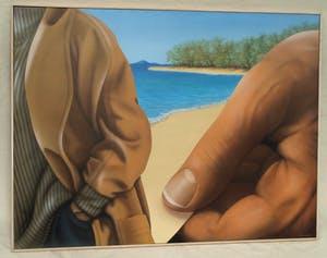 Kees Gerritse - Groot , ingelijst olieverf op doek , Aan het strand II – 1999 – 90 x 120 cm. kopen? Bied vanaf 1000!